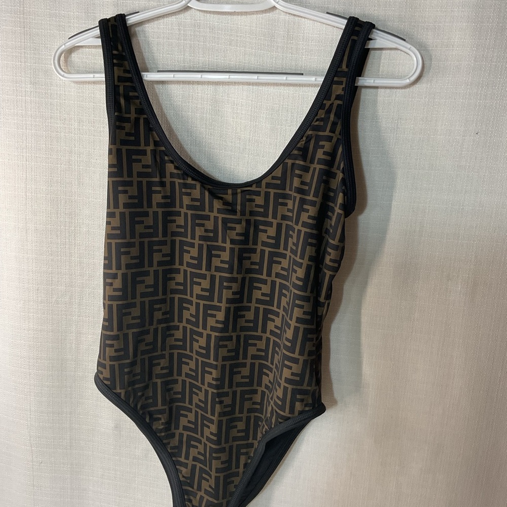Fendi Black and Brown Monogram Swimsuit